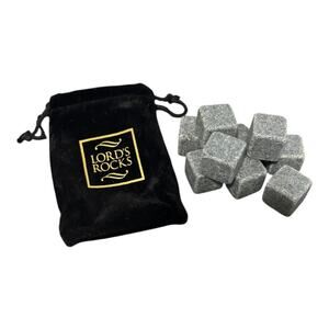 Lord's Rocks Bourbon Whiskey Stone Set 9 Marble Rocks velvet bag